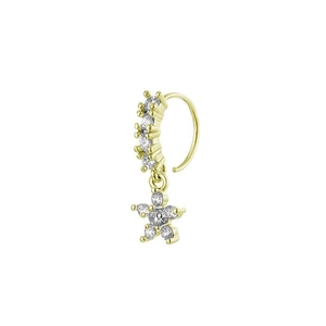 Golden nose ring hoop with sparkling zircon and star pendant accessory for women