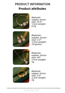 Detailed specs for vintage oval zircon jewelry set including necklace, bracelet, and ring