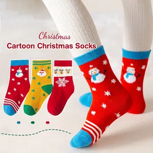 Calzini Natalizi per Bambini in Cotone Jacquard a Tubo Medio per Bambini Piccoli Modello Cartone Animato Babbo Natale Inverno