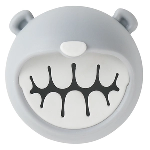 Bear shaped grey and white wall mounted towel holder with non-punch silicone storage hook