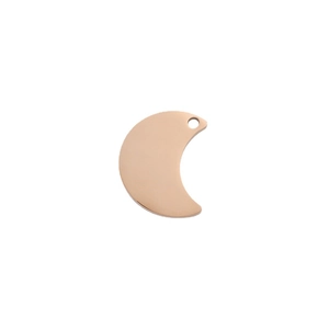 Polished rose gold crescent moon pendant with single hole for DIY jewelry making