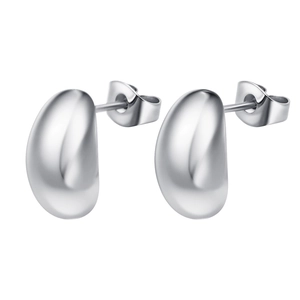 Boucles d'oreilles minimalistes gouttes d'eau en acier inoxydable poli pour femme