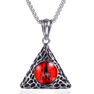 Collier Pendentif Triangle Œil De Dragon Gothique Acier Inoxydable Bijoux Punk Hip Hop Pour Hommes Femmes Fête Quotidienne