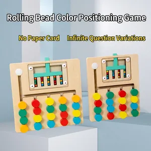 Montessori Wooden Logic Slide Game Color Matching Early Educational Puzzle Toy For Toddler Brain Teaser Magnetic Bead Maze
