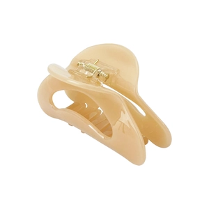 Minimalist beige acetate half-moon hair claw clip with a glossy finish for women
