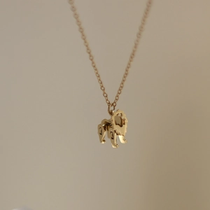 Lion Pendant Necklace 14K Gold Plated Titanium Steel Cute Animal Playful Minimalist Clavicle Chain Jewelry For Women