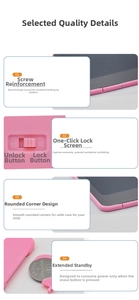 Safety details of pink LCD writing tablet with secure battery door and lock switch