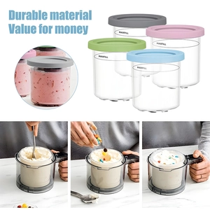 Ninja Creami replacement pints with four colored lids and clear volume scale