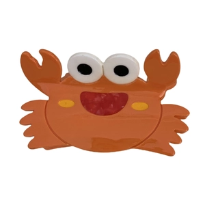 Pince à cheveux crabe orange vif en acétate avec des yeux mignons pour femmes et filles