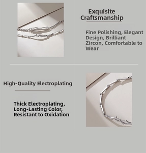 Detailed view of silver-tone link bracelet with zircon inlay and thick electroplating