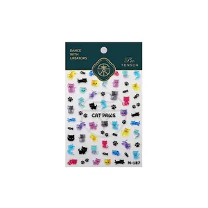 3D cat paw and fish nail art stickers M-187 with jelly series design on transparent base