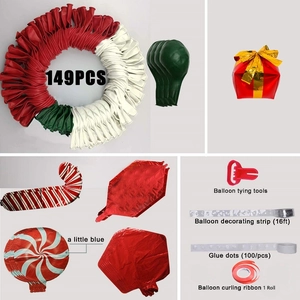Detailed 149pcs Christmas balloon arch kit including latex, foil balloons and accessories