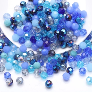 Blue mixed crystal glass beads with 32-facet soccer cut for DIY jewelry necklaces
