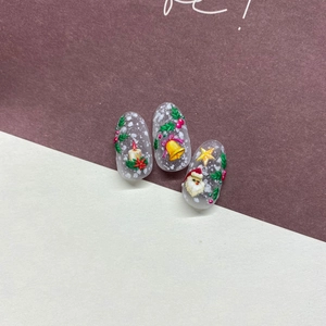 3D-geprägte Weihnachts-Nagelaufkleber mit Weihnachtsmann- und goldenen Glocken-Designs