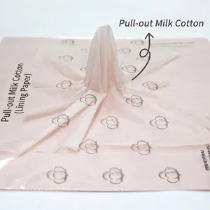 Pull-out light pink milk cotton lining paper with floral pattern for flower wrapping