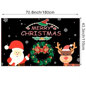 Merry Christmas banner 180x110cm with Santa and reindeer pattern for holiday party decor