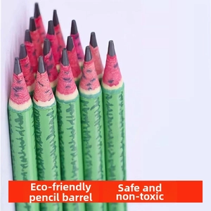 Detailed close-up of rainbow paper pencils featuring realistic watermelon skin pattern design