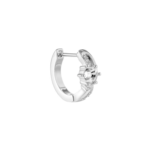 Polished silver stainless steel hoop earring with CZ setting and minimalist DIY design