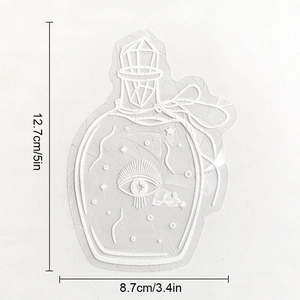 Detail view of magic potion suncatcher window sticker measuring 12.7cm by 8.7cm