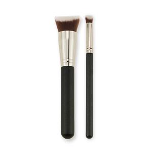 Detail of professional foundation and concealer brushes with soft gradient bristles