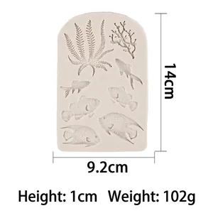 Ocean theme silicone mold for fondant and chocolate featuring sea grass and coral shapes