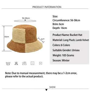Guide des tailles chapeau bob d'hiver en laine d'agneau avec détails et dimensions
