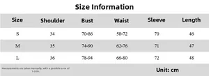 Detailed size information chart for women's floral mesh cardigan showing S, M, L dimensions