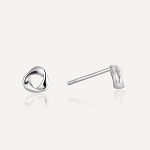 Minimalist 925 Sterling Silver Twisted Geometric Stud Earrings For Women Tiny Irregular Round Fashion Jewelry Accessory