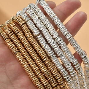 Faceted Wave Hematite Spacer Beads Electroplated Natural Stone Loose Beads For DIY Bracelet Necklace Jewelry Making Findings