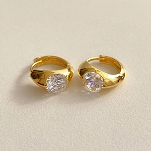 925 Sterling Silver Hoop Earrings With Round Cubic Zirconia Minimalist Korean Style Huggie Jewelry For Women
