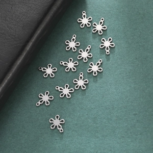 Multiple stainless steel silver flower pendants and charms for DIY jewelry making crafts