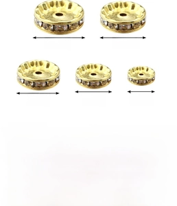 Size comparison chart for crystal rondelle spacers in sizes from 4mm to 12mm