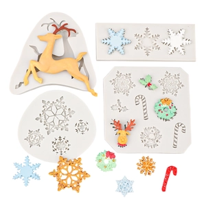 Kerst siliconen vormen set met sneeuwvlokken en rendieren voor DIY bakken en cake