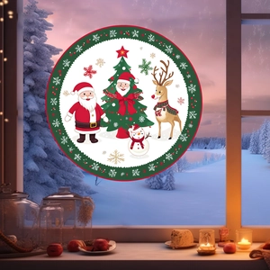 Fensteraufkleber mit Weihnachtsmann und Schneemann für festliche Dekoration zu Hause