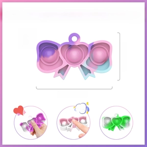 Mini butterfly heart pop fidget keychain with colorful silicone bubbles and hanging hole
