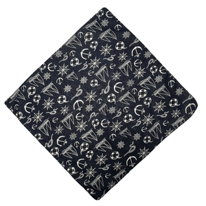 Classic nautical anchor print cotton square bandana in dark blue with sailing motifs