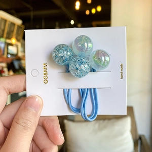 Süße Glitzer Zauberperlen Haargummis für Kinder, stilvolle blaue Haarschmuck Accessoires.