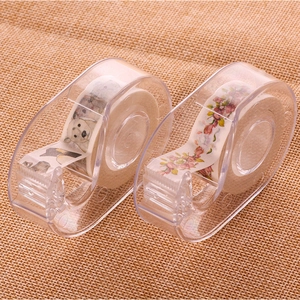 Transparent Plastic Tape Dispenser Portable Handheld Desktop Washi Tape Cutter Sharp Blade Office School Scrapbooking Stationery Accessory