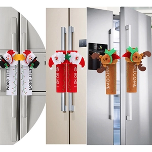 Christmas Refrigerator Handle Covers Santa Snowman Reindeer Fridge Appliance Protective Wraps Kitchen Holiday Decor