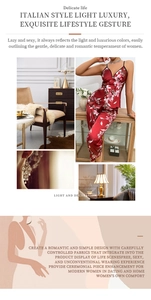 Vue détaillée du pyjama en satin rouge à fleurs avec caraco et pantalon long