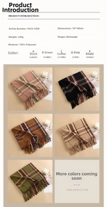 Detailed chart showing plaid scarf material specifications and color options