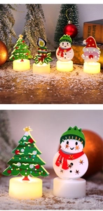 Cozy Christmas LED candle lights featuring Santa and Snowman in a warm festive scene