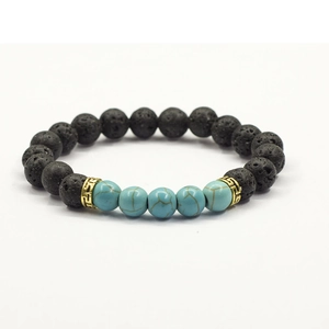 Natural volcanic stone turquoise beaded bracelet men women fashion jewelry accessory