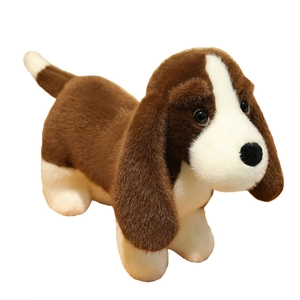 Soft dachshund plush toy in lifelike standing pose with long floppy ears for kids