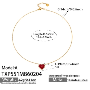 Détail des dimensions du collier cœur et spécifications du matériau en acier inoxydable