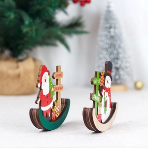 Décorations de Noël en bois, bonhomme de neige et Père Noël pour décoration de table