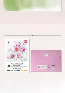 DIY watercolor painting set featuring flower and ocean theme cards with envelopes