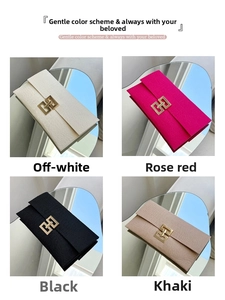Felt twill clutch bags in four colors with crocodile texture and gold hardware locks