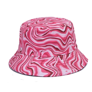 Pink marble tie-dye reversible bucket hat for women with wide brim for sun protection