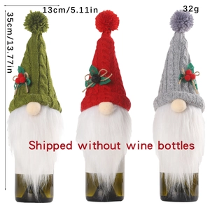 Copri Bottiglia Vino Gnomo Natale Maglia Pelliccia Sintetica Barba Tomte Svedese Nano Decorazione Tavolo Festa Natale